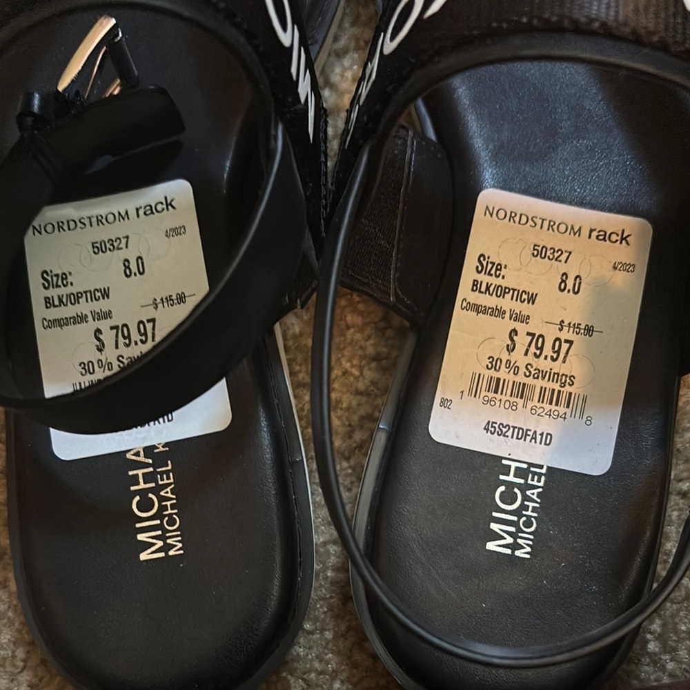 Michael Kors Black Logo Sandals - Picture 2 of 3